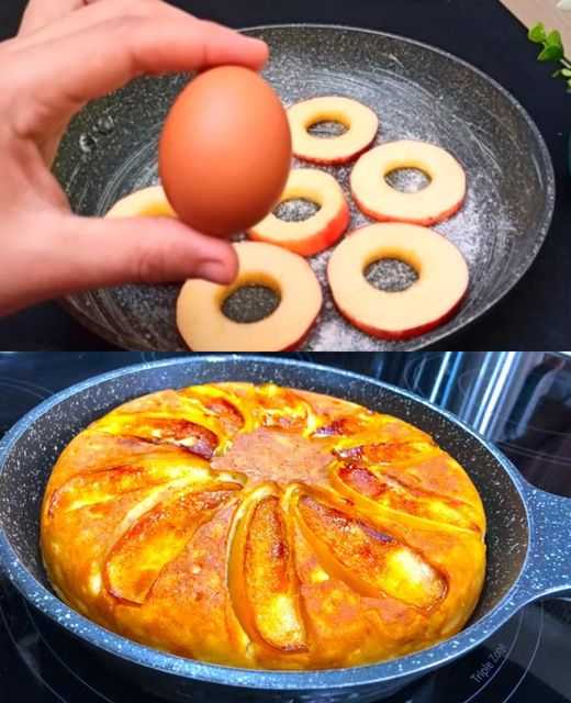 Cake – cake in a pan in 15 minutes with 1 egg, apple, milk and flour. Recipe that is popular on the Internet.