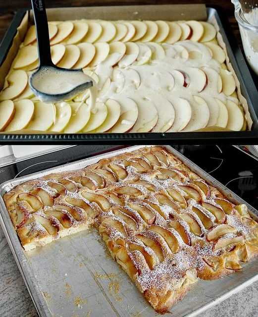 Fantastic apple sheet cake in 3 minutes, a 200ml cup recipe
