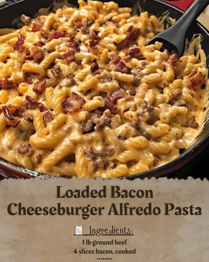 Loaded Bacon Cheeseburger Alfredo Pasta