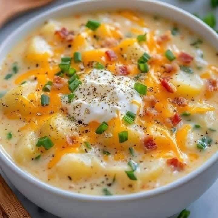 Creamy and Loaded Cheesy Potato Bacon Soup