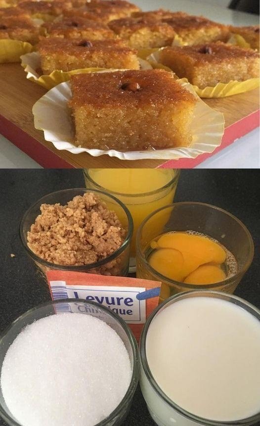 Semolina cake (basboussa) with lemon