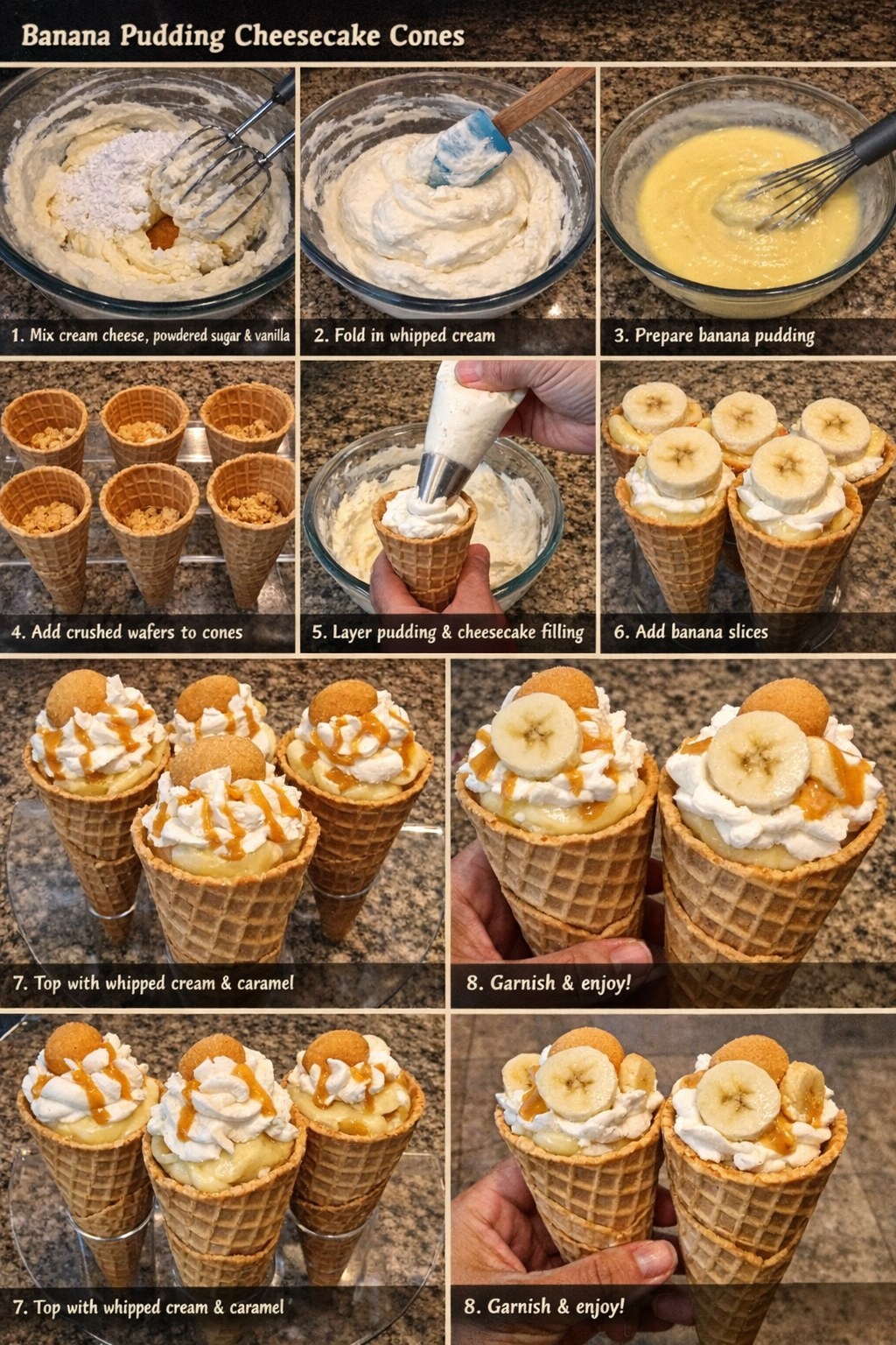 Banana Pudding Cheesecake Cones (No-Bake, Creamy Dessert)