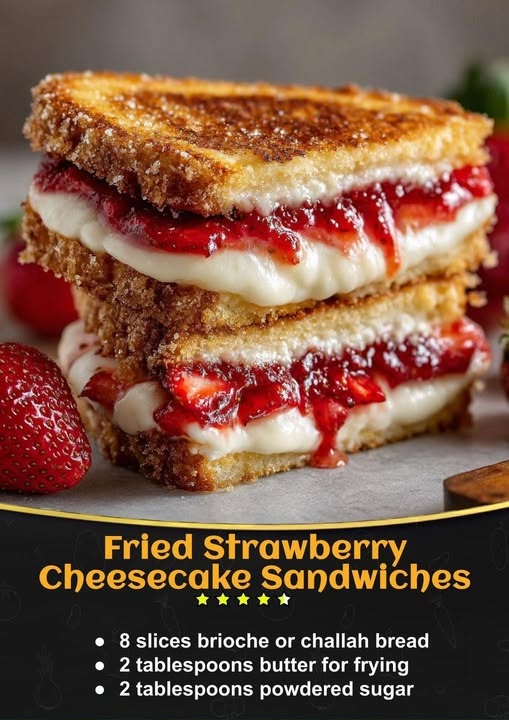 Fried Strawberry Cheesecake Sandwiches – Crispy, Creamy, and Irresistible Dessert Treat